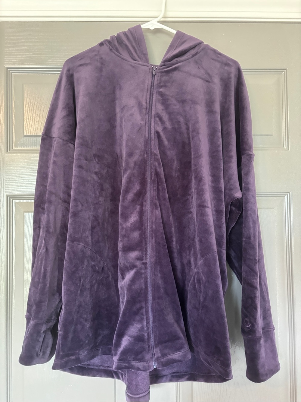 Cuddle Duds Plush Velvet Zip-Up Hoodie in Deep Purple